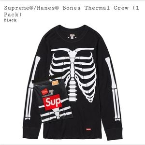 SOLD OUT Supreme Hanes Bones Thermal Crew Black